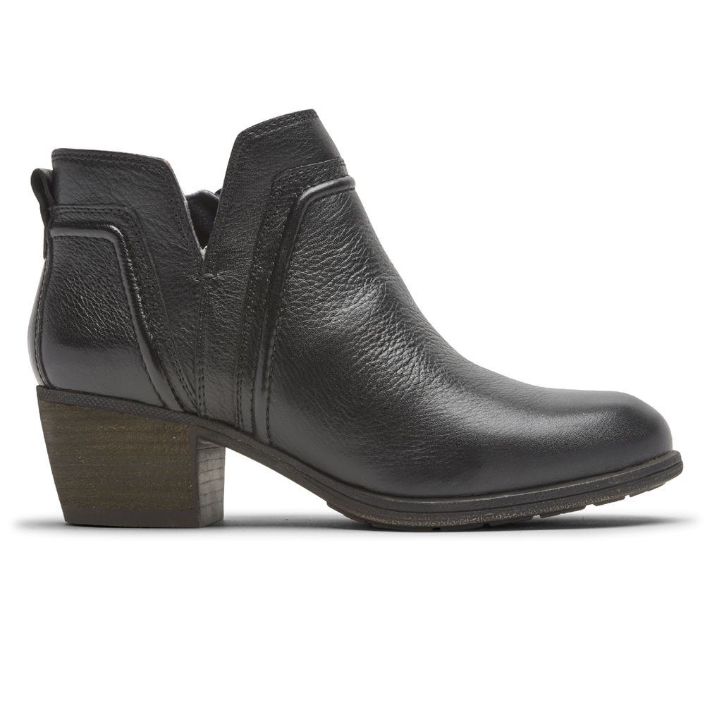 Rockport Women's Cobb Hill Anisa V-Cut Booties - Black - USA (2486URYDX)